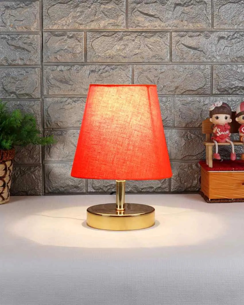 Cotton Round With Metal Gold Base Table Lamp Orange