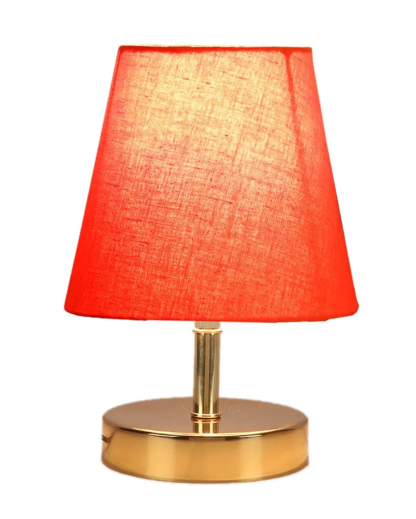 Cotton Round With Metal Gold Base Table Lamp Orange