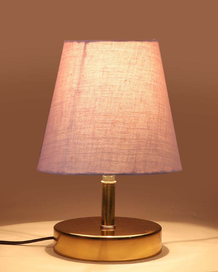 Cotton Round With Metal Gold Base Table Lamp Grey