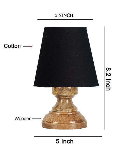 Luxury Cotton Natural Wooden Base Table Lamp Black