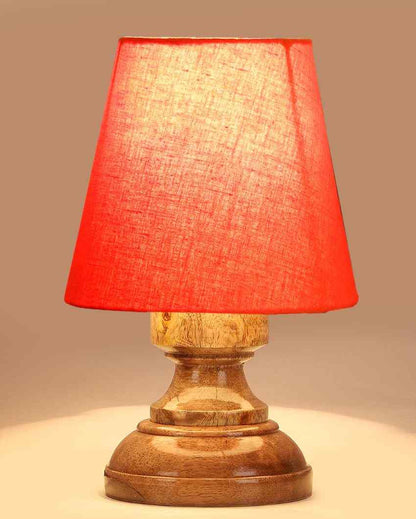 Luxury Cotton Natural Wooden Base Table Lamp Orange