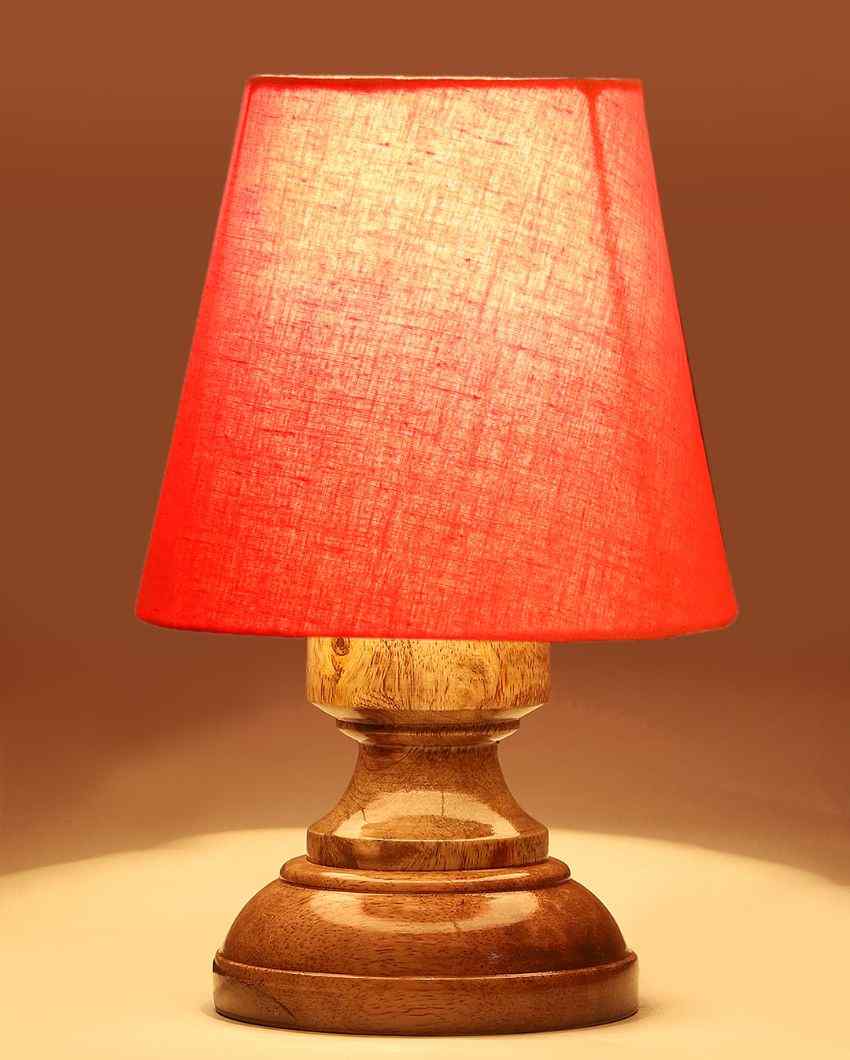 Luxury Cotton Natural Wooden Base Table Lamp Orange