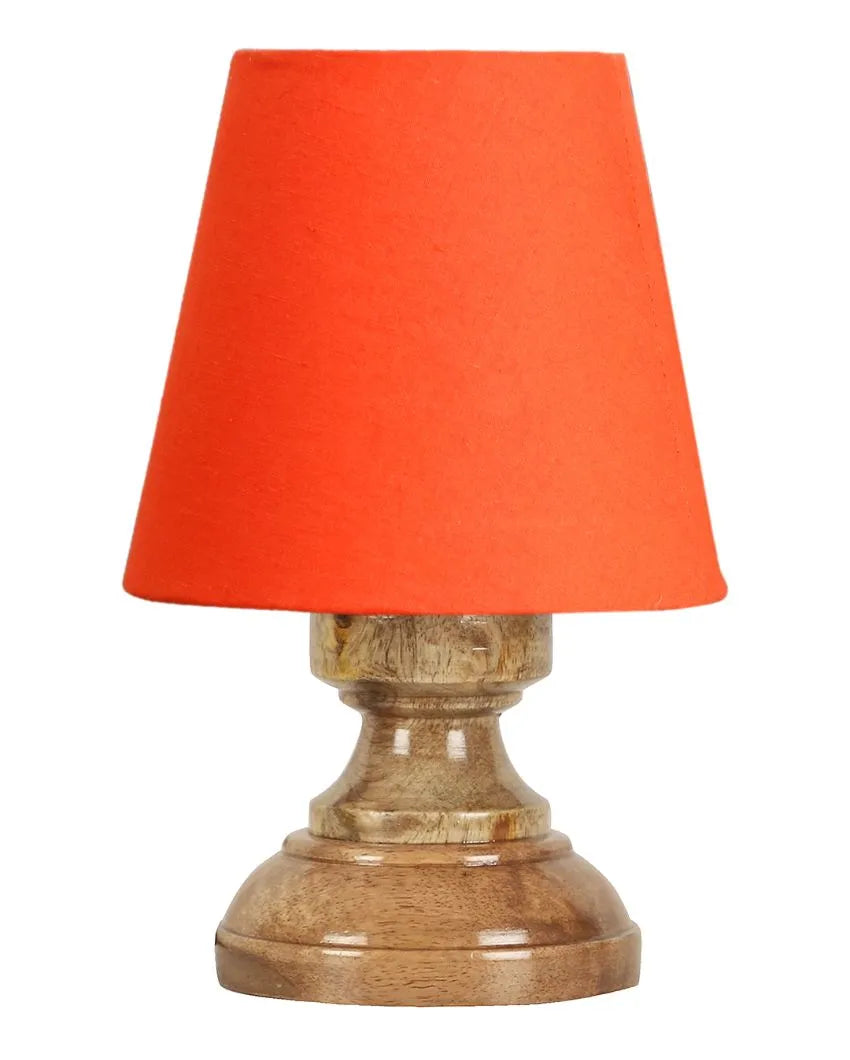 Luxury Cotton Natural Wooden Base Table Lamp Orange