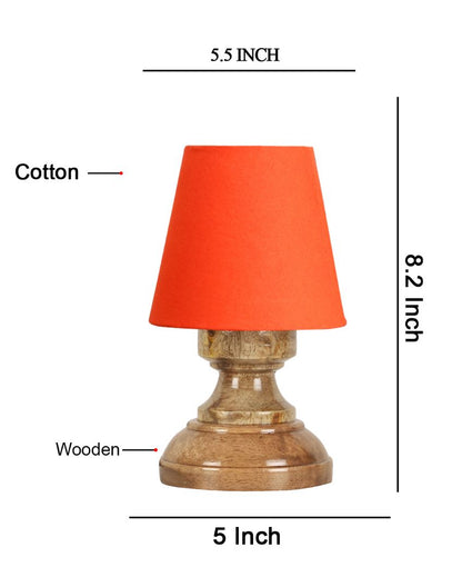 Luxury Cotton Natural Wooden Base Table Lamp Orange