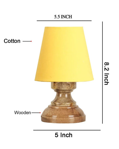 Luxury Cotton Natural Wooden Base Table Lamp Yellow