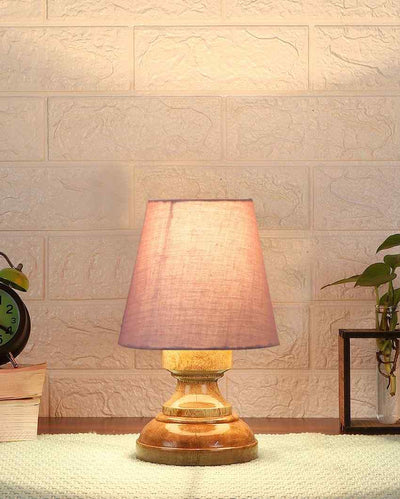 Luxury Cotton Natural Wooden Base Table Lamp Grey