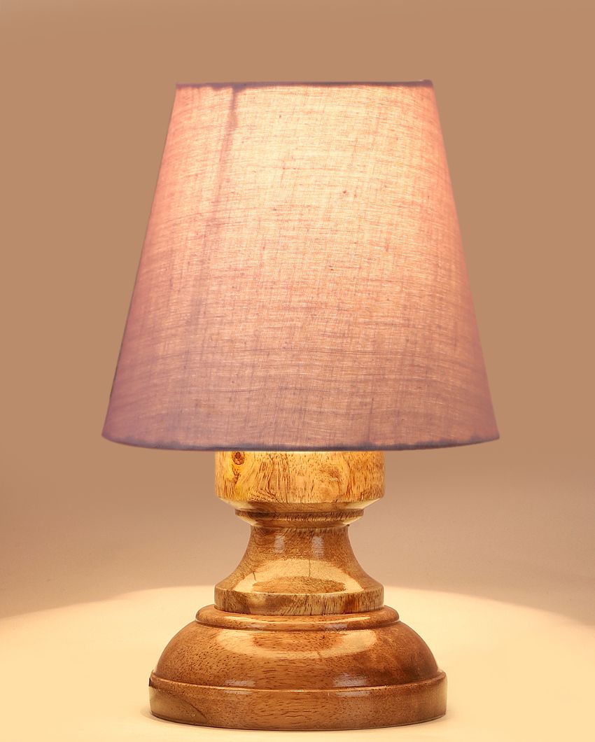 Luxury Cotton Natural Wooden Base Table Lamp Grey