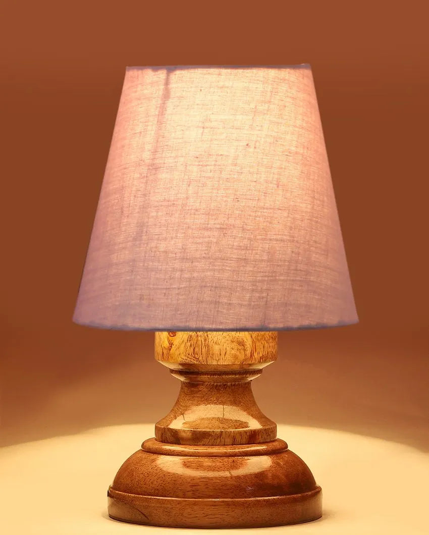 Luxury Cotton Natural Wooden Base Table Lamp Grey