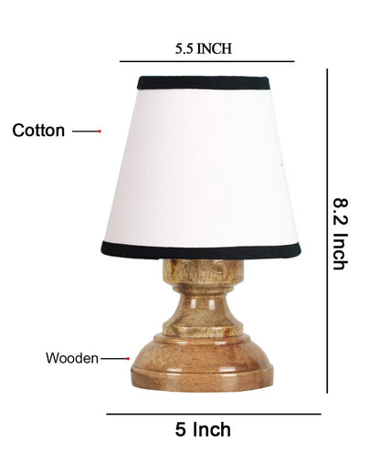 Classic White & Black Cotton Natural Wooden Base Table Lamp