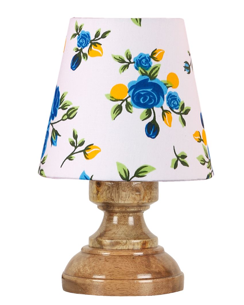 Classy Multicolor Cotton Natural Wood Table Lamp - Dusaan
