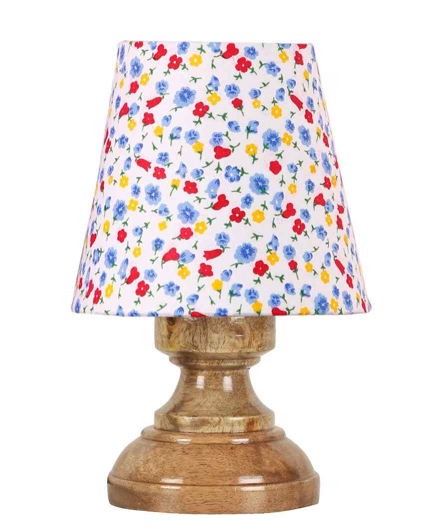Artistic Colorful Cotton Natural Wood Table Lamp