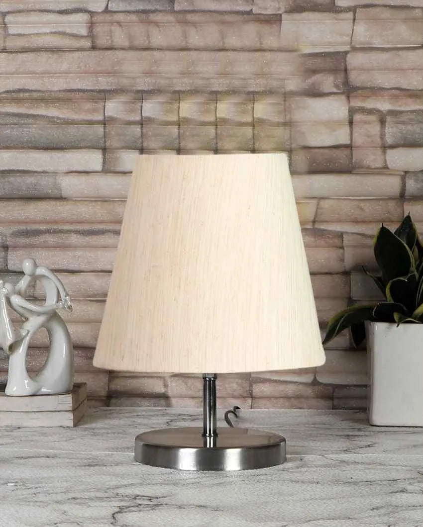 Cotton Round Metal Steel Table Lamp Off-White