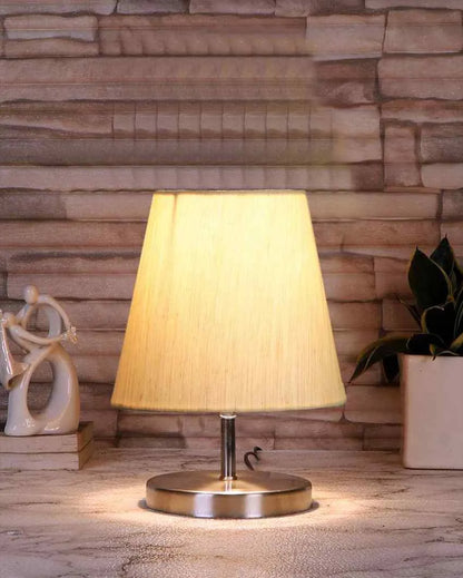 Cotton Round Metal Steel Table Lamp Off-White