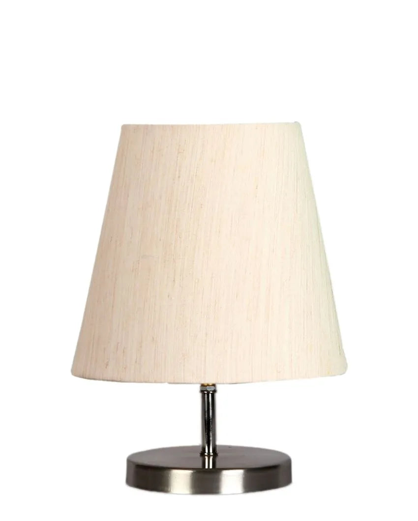 Cotton Round Metal Steel Table Lamp Off-White