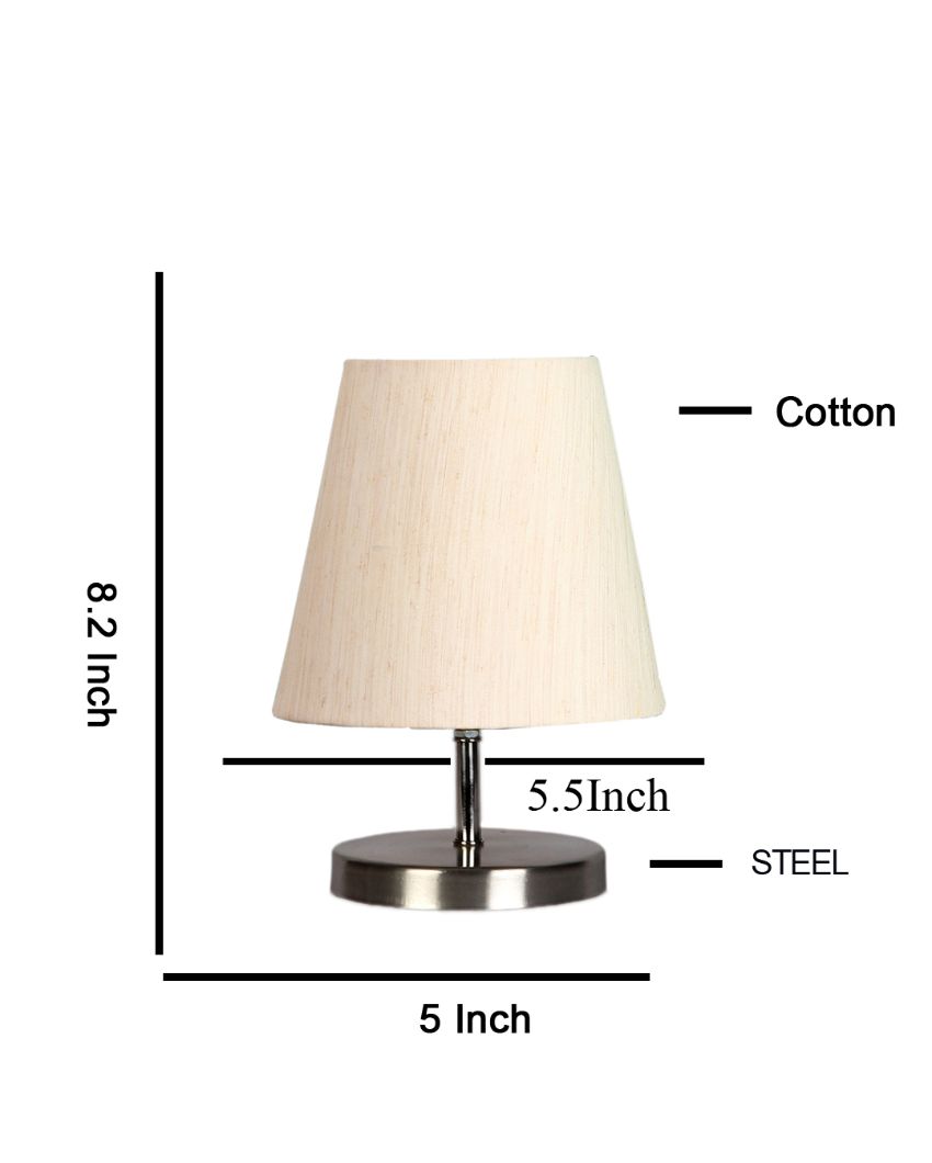 Cotton Round Metal Steel Table Lamp Off-White