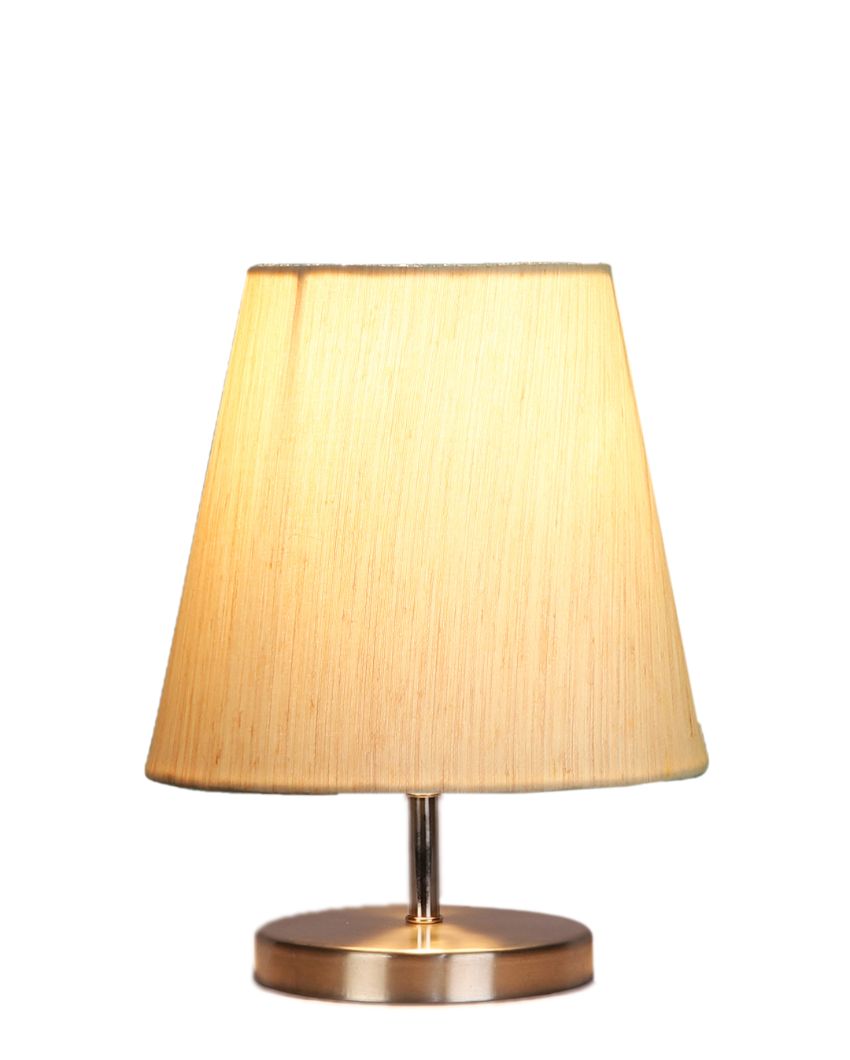 Cotton Round Metal Steel Table Lamp Off-White