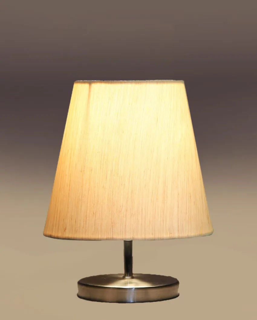 Cotton Round Metal Steel Table Lamp Off-White