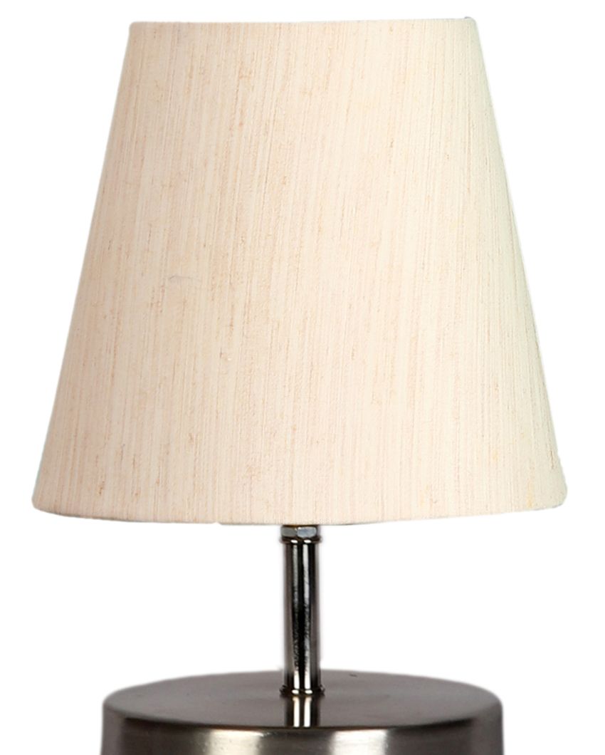 Cotton Round Metal Steel Table Lamp Off-White