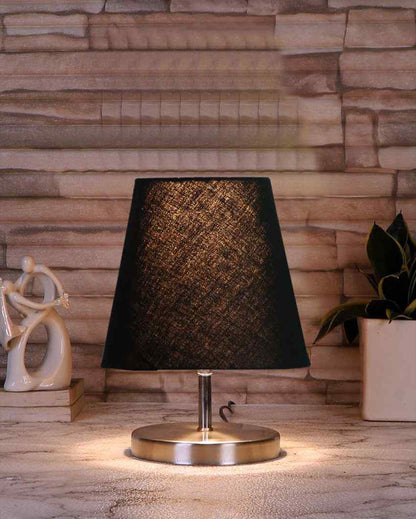 Cotton Round Metal Steel Table Lamp Black