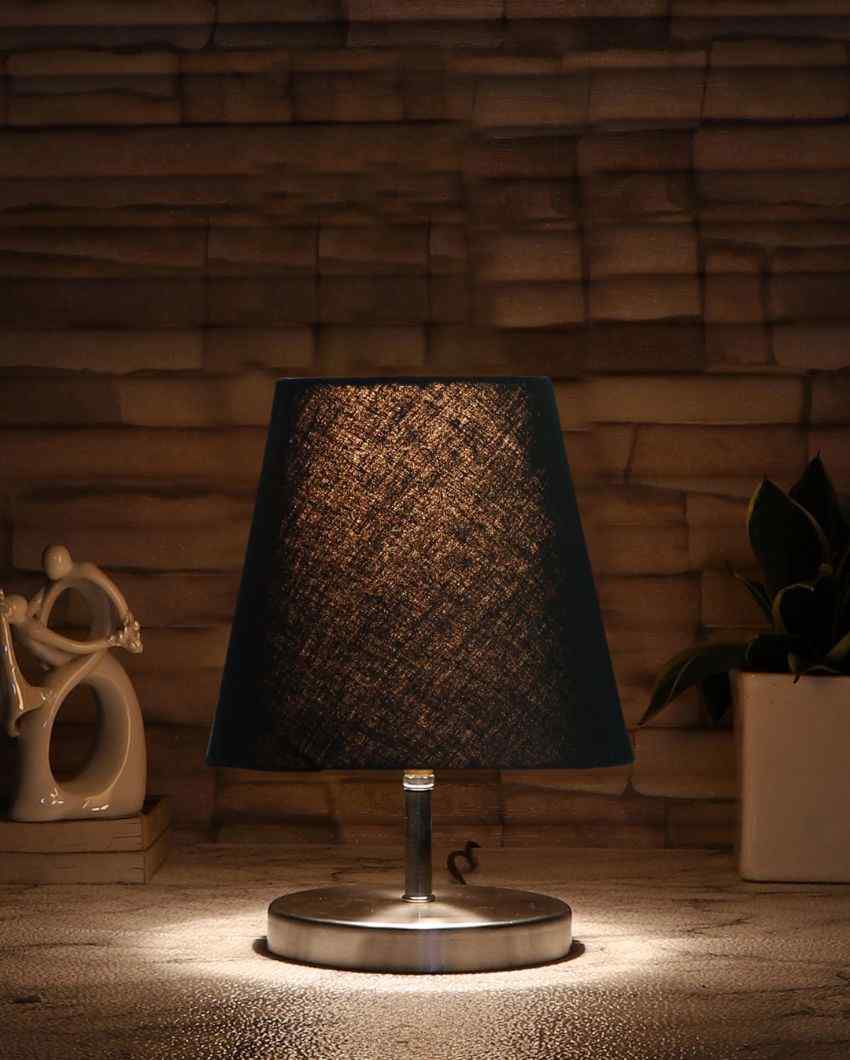 Cotton Round Metal Steel Table Lamp Black