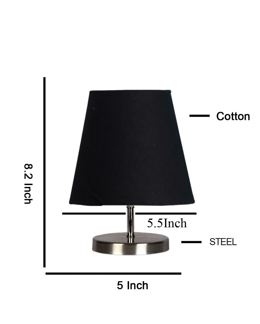 Cotton Round Metal Steel Table Lamp Black