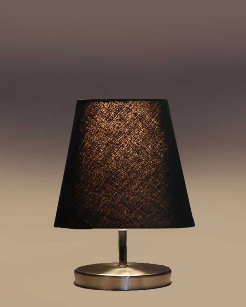 Cotton Round Metal Steel Table Lamp Black