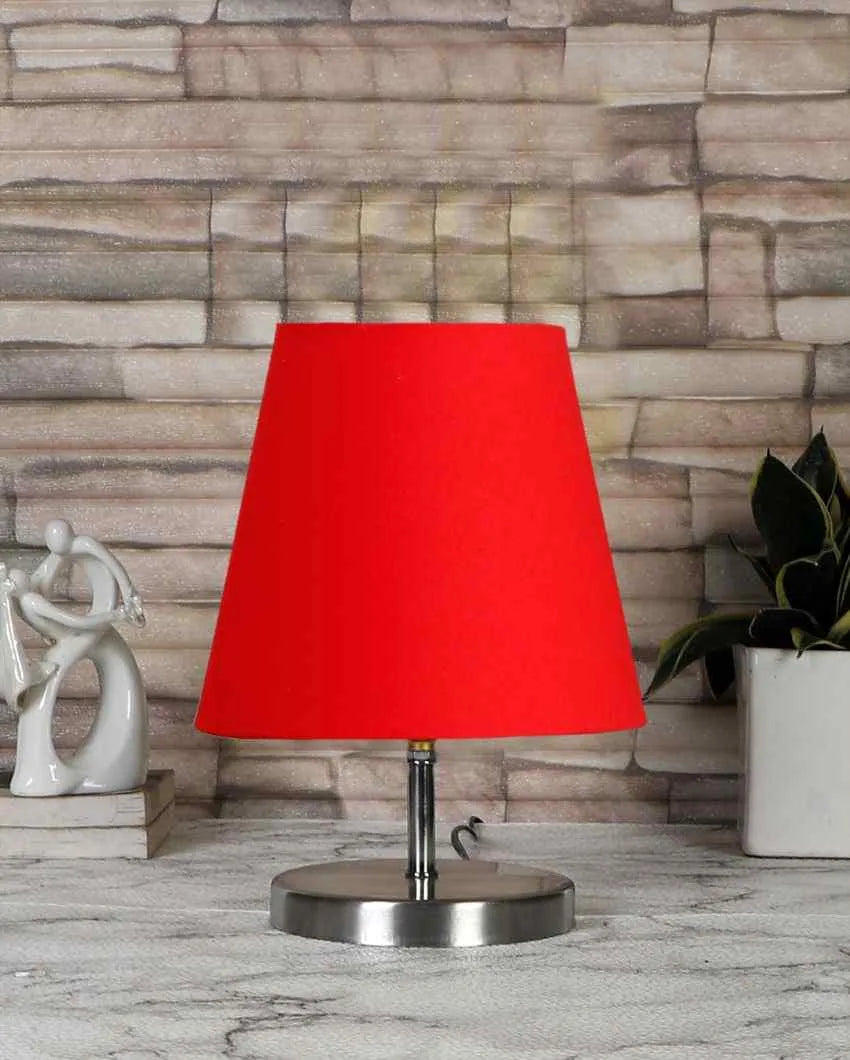 Cotton Round Metal Steel Table Lamp Red