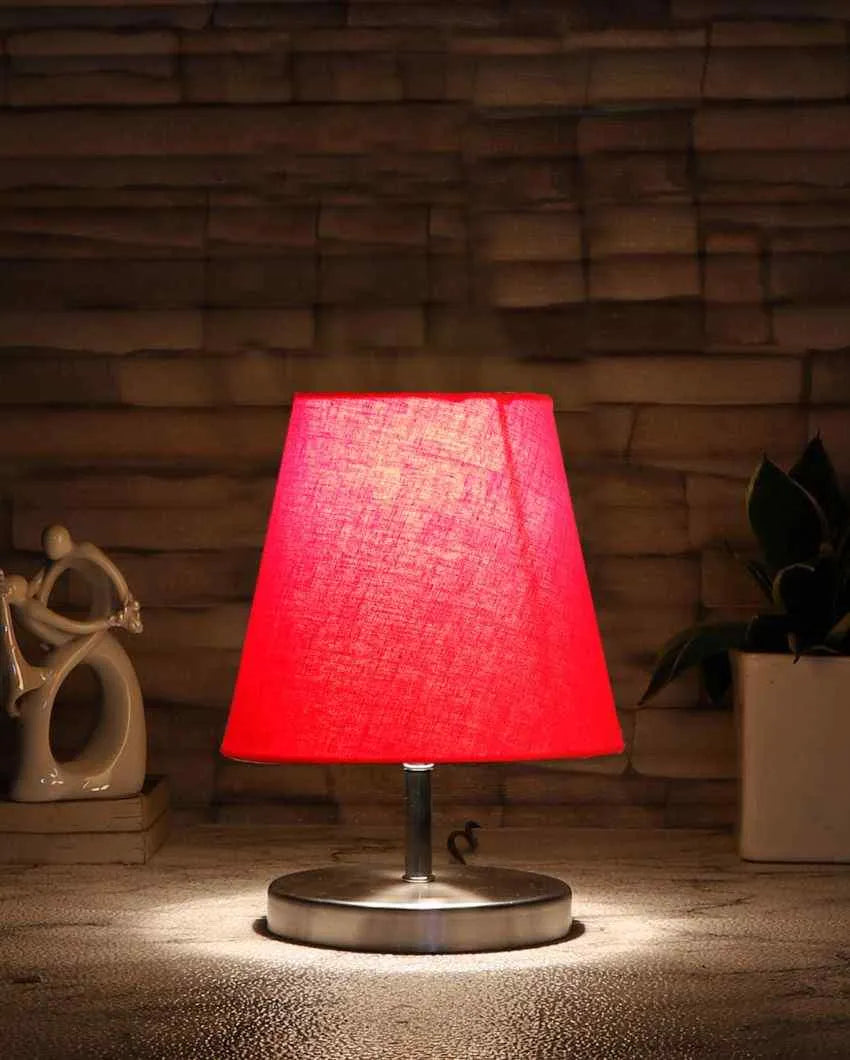 Cotton Round Metal Steel Table Lamp Red