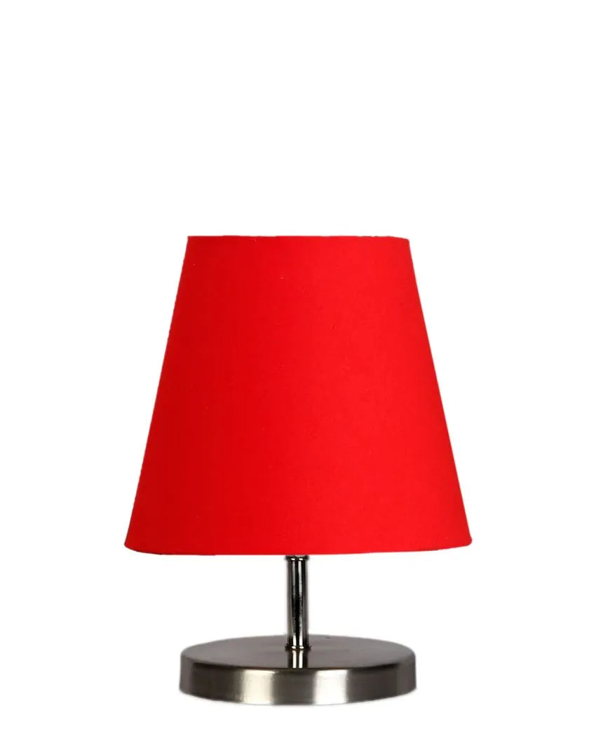 Cotton Round Metal Steel Table Lamp Red