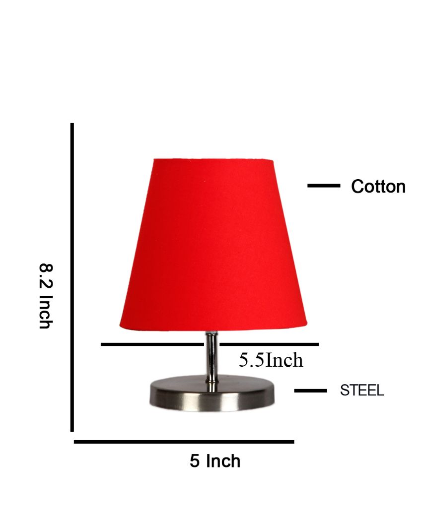 Cotton Round Metal Steel Table Lamp Red