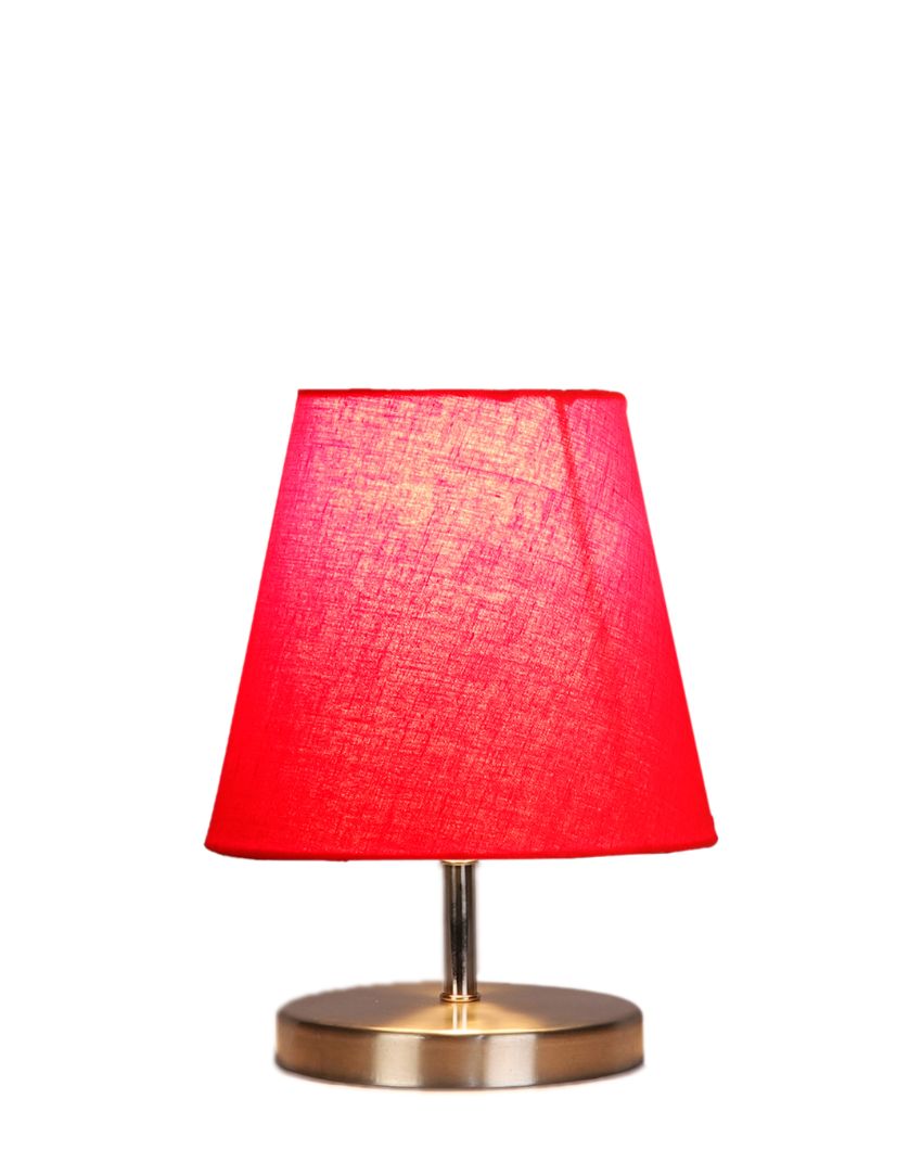 Cotton Round Metal Steel Table Lamp Red