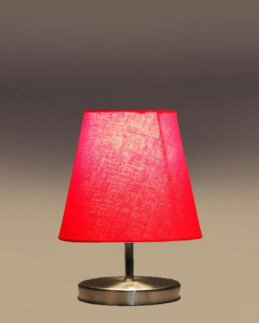 Cotton Round Metal Steel Table Lamp Red