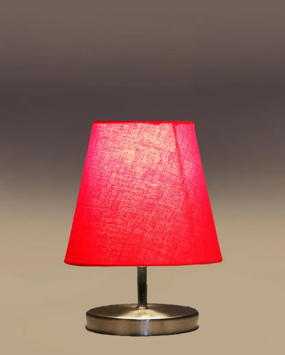 Cotton Round Metal Steel Table Lamp Red