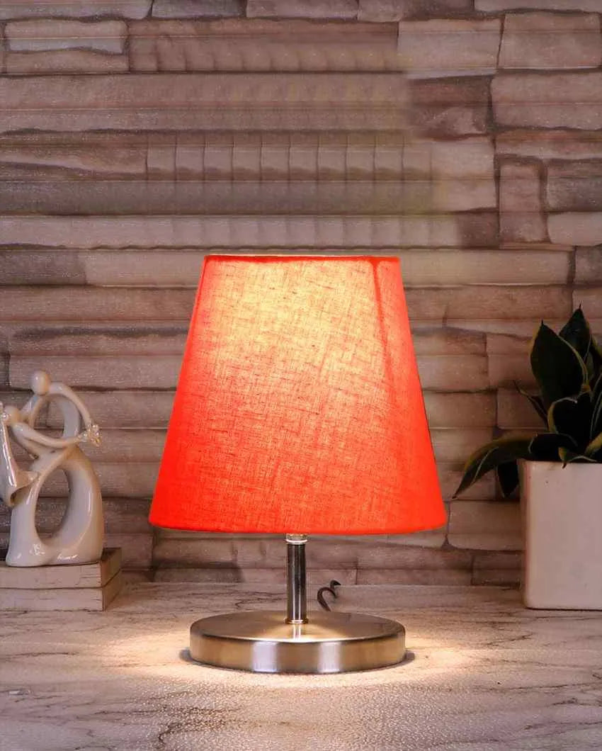 Cotton Round Metal Steel Table Lamp Orange