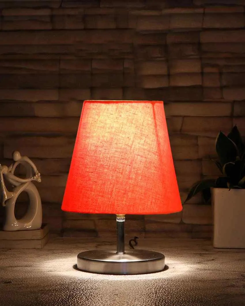 Cotton Round Metal Steel Table Lamp Orange