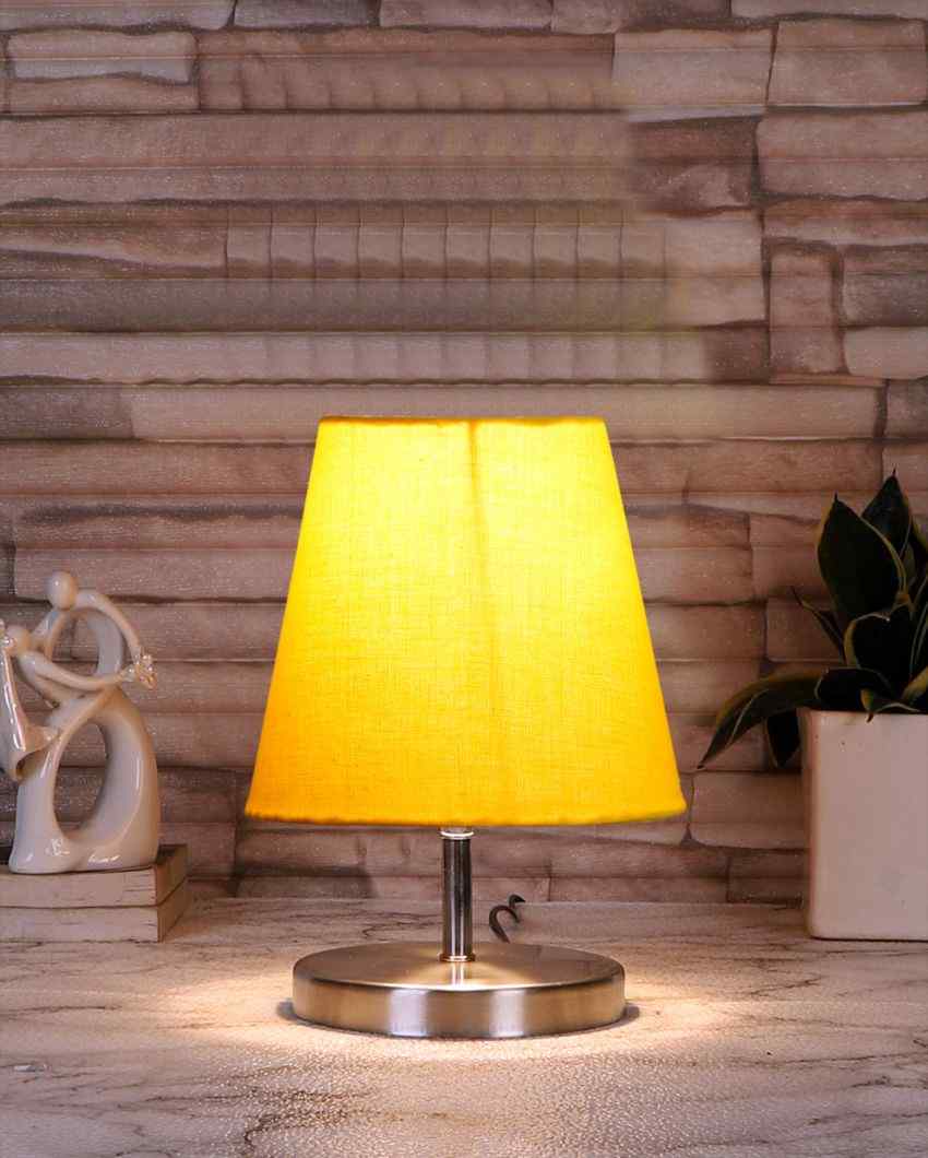 Cotton Round Metal Steel Table Lamp Yellow