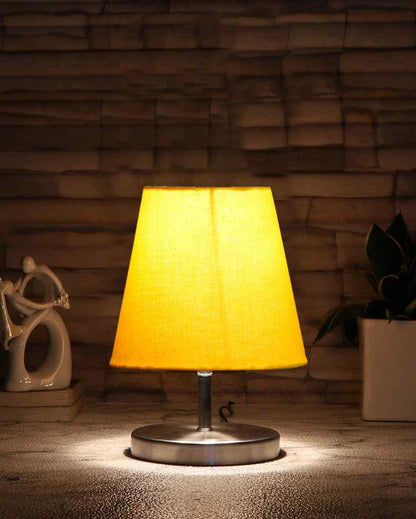 Cotton Round Metal Steel Table Lamp Yellow