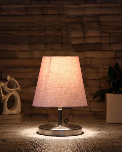 Cotton Round Metal Steel Table Lamp Grey