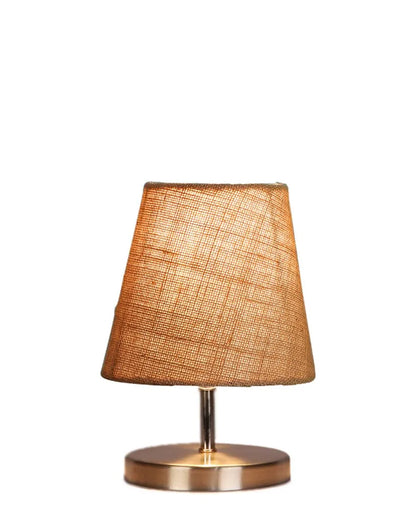 Eye Catchy Jute Round Metal Steel Table Lamp Beige