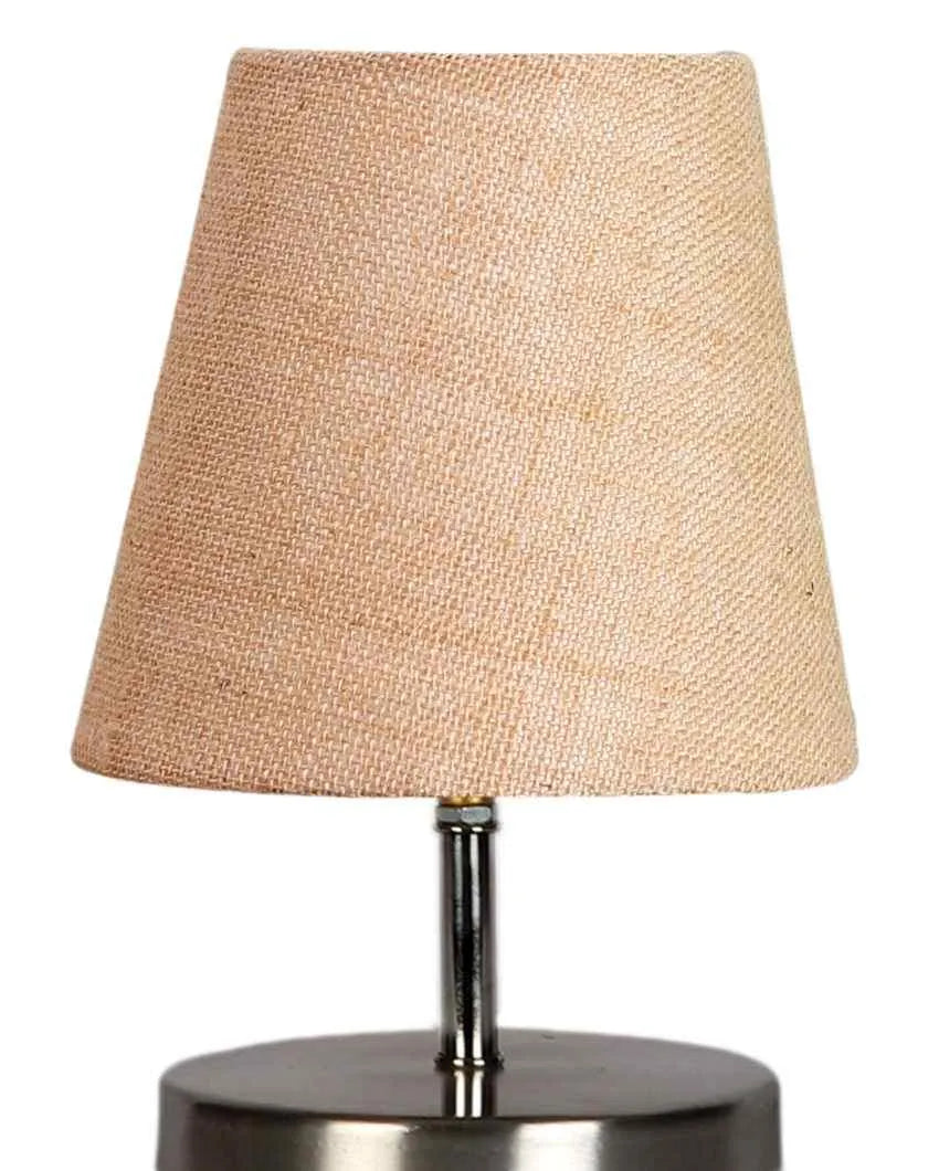 Eye Catchy Jute Round Metal Steel Table Lamp Beige