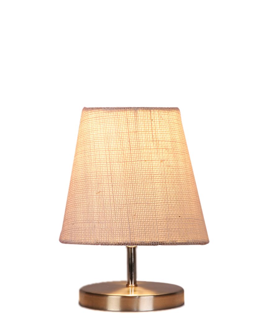 Eye Catchy Jute Round Metal Steel Table Lamp | 6 x 8 inches