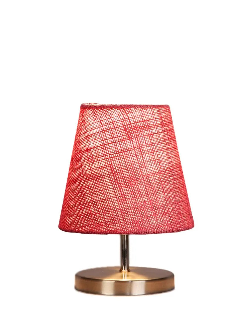 Eye Catchy Jute Round Metal Steel Table Lamp Pink