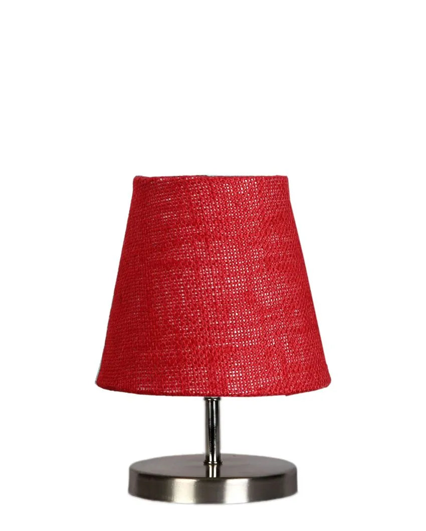 Eye Catchy Jute Round Metal Steel Table Lamp Maroon