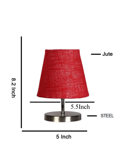 Eye Catchy Jute Round Metal Steel Table Lamp Maroon