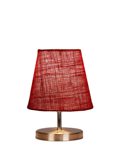 Eye Catchy Jute Round Metal Steel Table Lamp Maroon