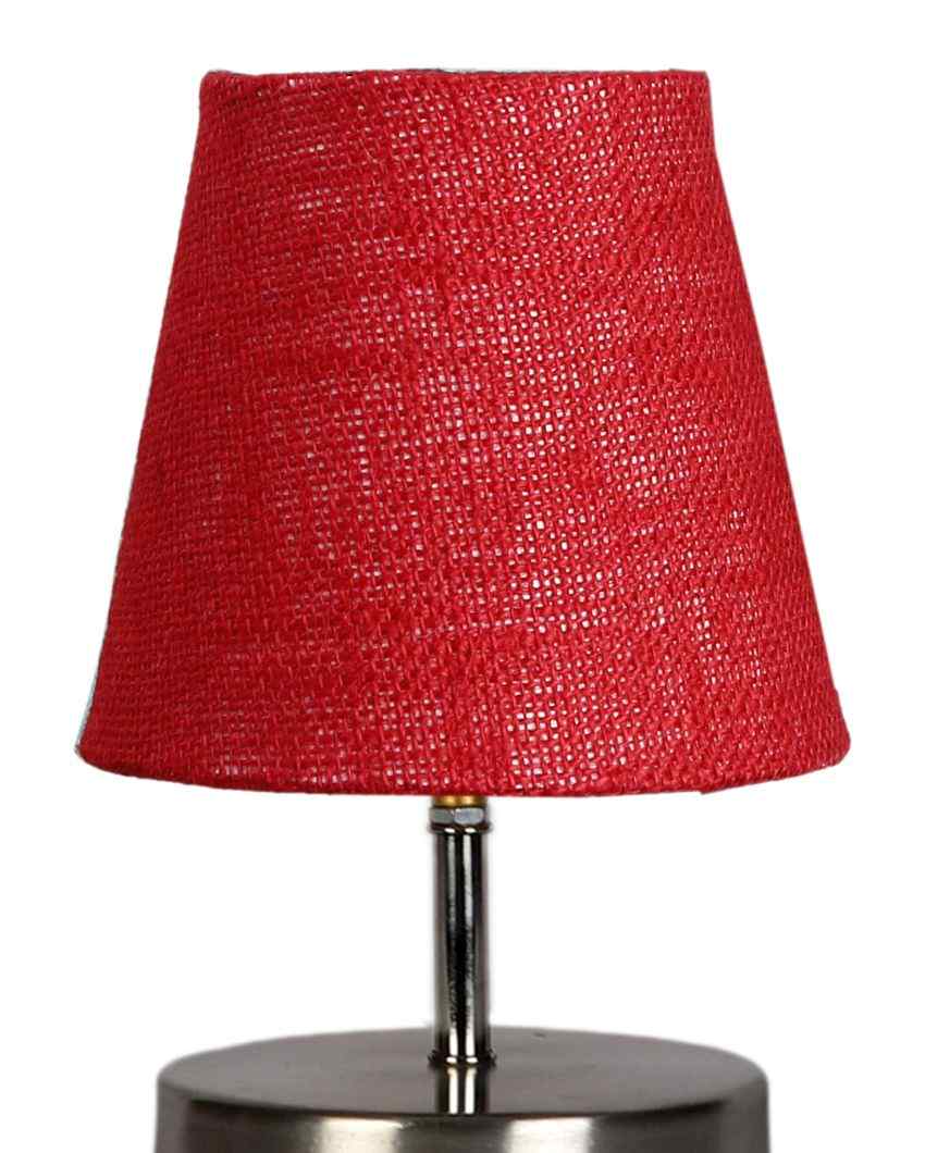 Eye Catchy Jute Round Metal Steel Table Lamp Maroon