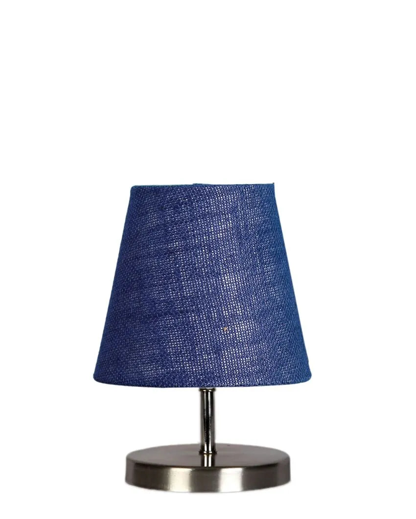 Eye Catchy Jute Round Metal Steel Table Lamp Blue