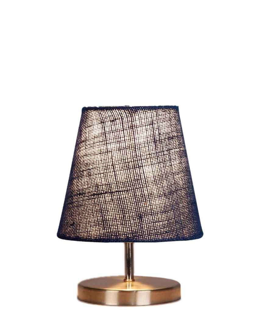 Eye Catchy Jute Round Metal Steel Table Lamp Blue