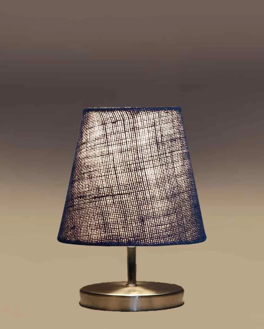 Eye Catchy Jute Round Metal Steel Table Lamp Blue