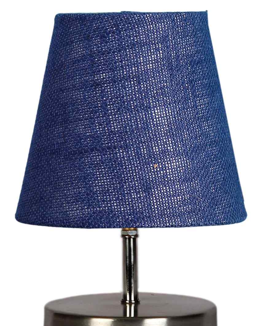 Eye Catchy Jute Round Metal Steel Table Lamp Blue